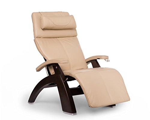 Human Touch Perfect Chair "Pc-420" Premium Full Grain Leather Hand-Crafted Zero-Gravity Dark Walnut Manual Recliner, Ivory #TOP8