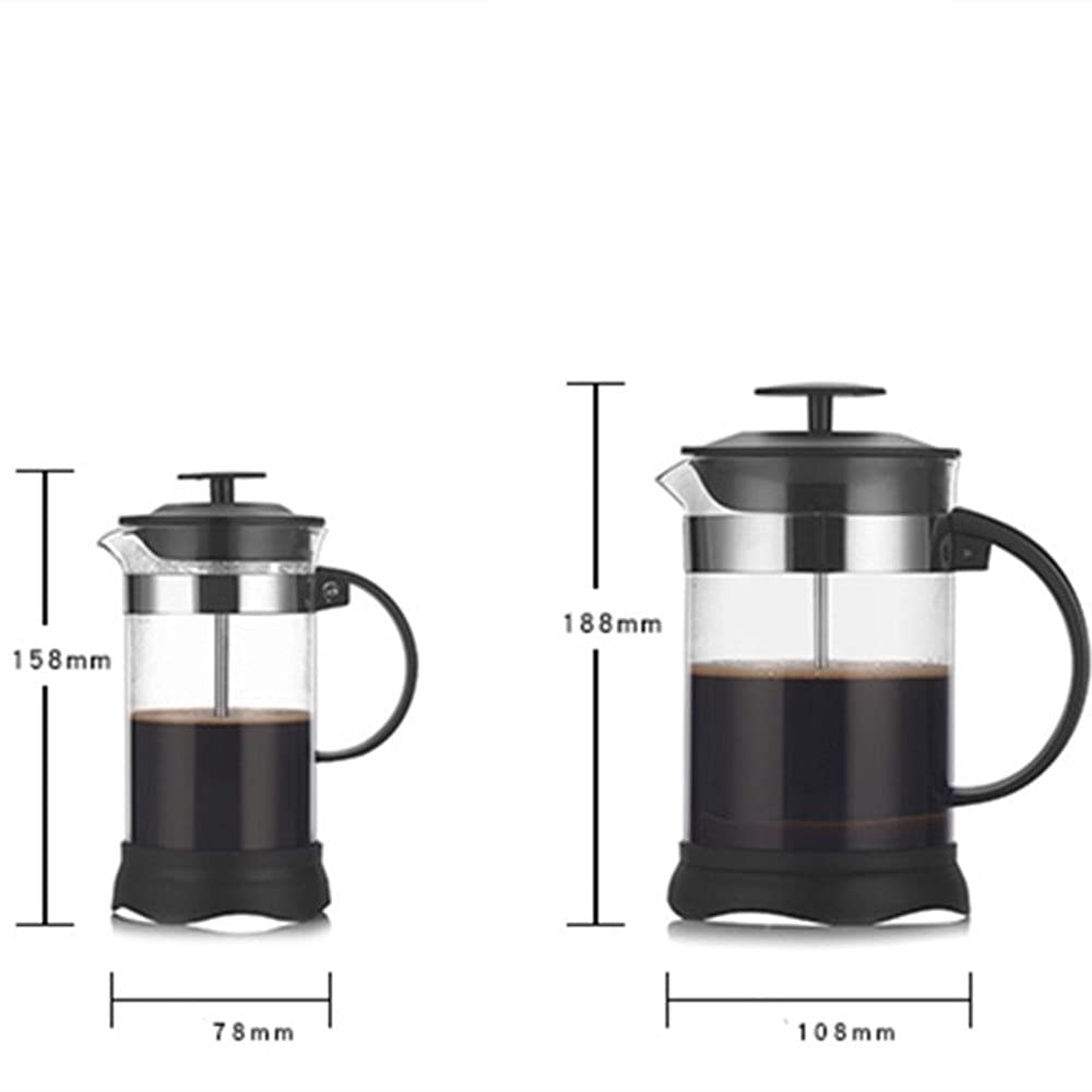 French Press Pot Stal nierdzewna Przezroczysta podwójna ściana Niełatwa do uszkodzenia Prasa do kawy z filtrem French Press Coffee Pot Łatwy do czyszczenia i użytkowania (Kolor: Czarny, Rozmiar: 350