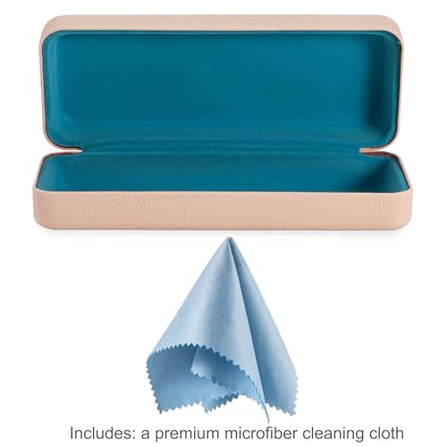 Image of TRIUMPH VISION Sunglasses Case Hard Shell Glasses Case Eyewear Eyeglasses | Sunglass Eyeglass Hard Case for Women and Men Metal PU Leather Lined Storage with Microfiber Cleaning Cloth Protection