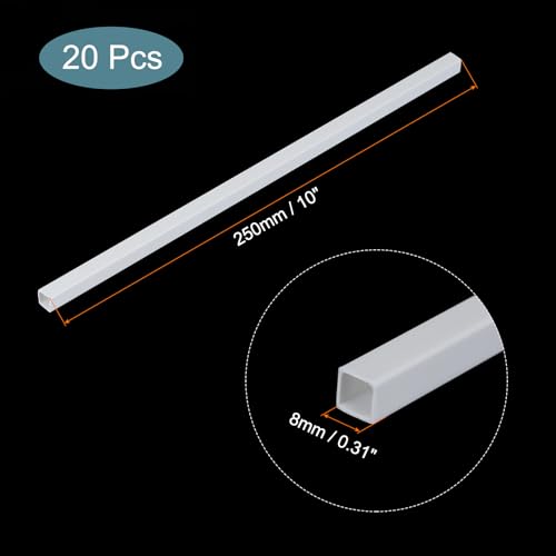 Image of MECCANIXITY 20pcs 10 inch Plastic Model Tube ABS Square Tube 0.31 inchx0.31 inch White Easy Processing for Architectural Model Making DIY