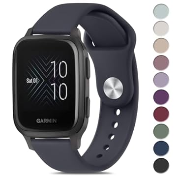 Amzpas Pulseira esportiva de silicone macio de liberação rápida de 20 mm para Garmin Venu Sq/Venu Sq 2/Venu Sq Music/Venu Sq Music/Venu Smartwatch, Midnight