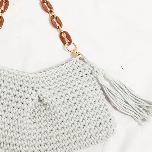 Shoulder Bag for Women, Hand-Woven Armpit Bag, Comfortable and Soft Handbag, Tote Bag Suitable for Vacation Travel Daily(White)3