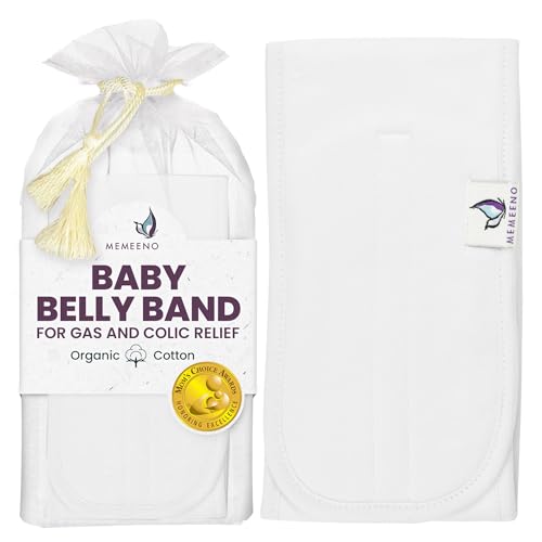 MEMEENO Baby Belly Band for Gas and Colic Baby Relief - Belly Band for Baby Heating Pad for Colic, Baby Gas Relief, Gas Relief for Infants, Baby Heated Tummy Wrap, Colic Relief for Newborns, Pearl