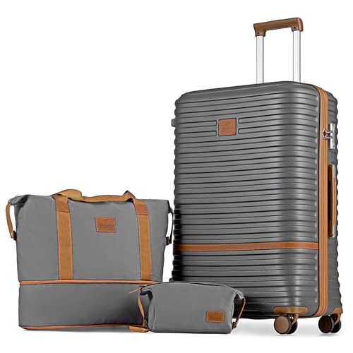 Image of Joyway 28 Inch Large Luggage Hardside Suitcase with Spinner Wheel, Lightweight 3 Piece Suitcase Set with TSA Lock(Grey)