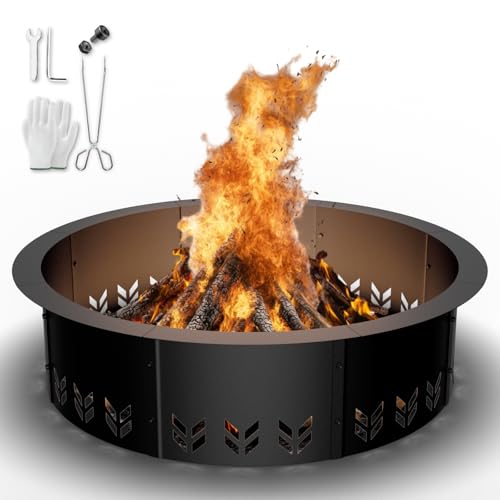 HAIMINA Outdoor Smokeless Fire Pit Ring Insert,30 Inch Inner|36 Inch Outer Diameter, Heavy Duty...