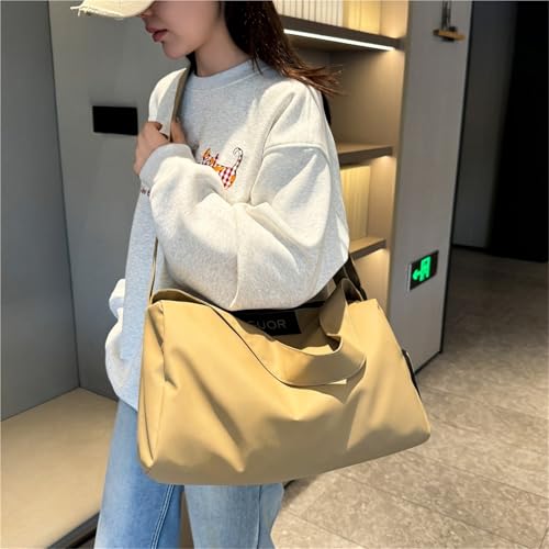 Wet And Dry Separation Travel Shoulder Bag Large Capacity Sports Fitness Hand Messenger Bag(Khaki)2