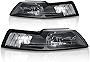 DWVO Headlight Assembly Compatible with 99 01 02 03 04 1999-2004 Ford Mustang Headlamp Headlights(Black Housing Clear Reflector)