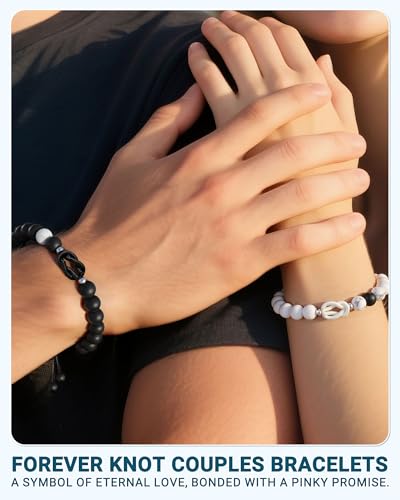 UNGENT THEM Pinky Promise Forever Knot Couples Bracelets Anniversary Christmas Valentines I Love You Gifts for Boyfriend Girlfriend Him Her2