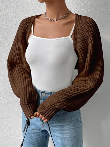 Image of GORGLITTER Women's Open Front Cardigan Sweater Trendy Dressy Cute Long Sleeve Bolero Shrug Fall Knit Short Cardigan