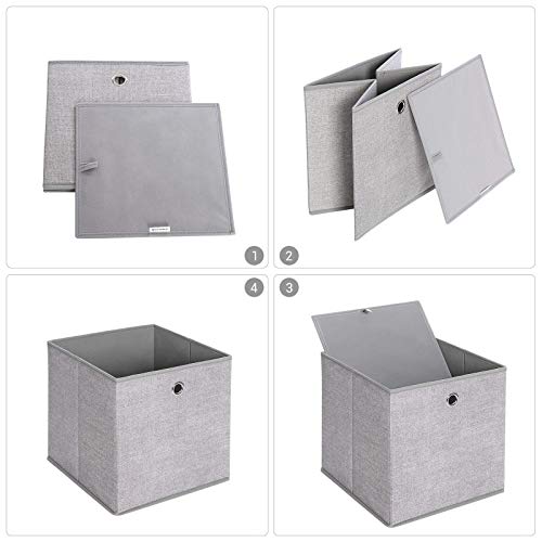 SONGMICS opbergdoos, set van 6, opvouwbare stoffen doos, opbergmand, organizer voor speelgoed, kleding, lichtgrijs… - Image 5