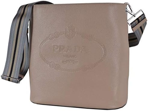 Prada Women’s Crossbody Bag 1BE057 Beige Pebbled Leather Tote wit...