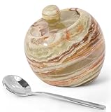 Radicaln Marmor-Salzkeller mit Deckel, 7,6 cm, grüner Onyx, Gewürzbehälter & Gewürzgläser, Steinsalzhalter für Theke, Gewürzglas