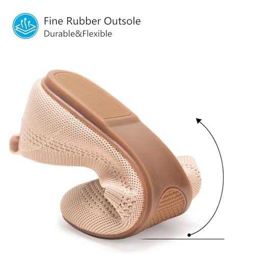 Image of Frank Mully Women's Ballet Flat Shoes Knit Dress Shoes Round Toe Slip On Ballerina Flats for Woman Low Wedge Comfort Soft