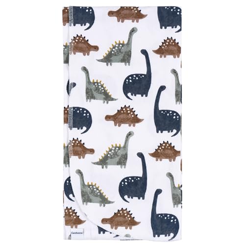 Image of Gerber Unisex Baby 100% Cotton Flannel Receiving Blankets 30x30 Inches (Pack of 4), Dino Time, One Size