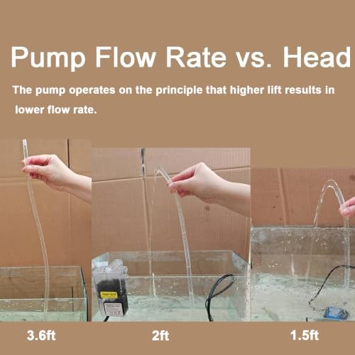 Image of AQUANEAT Small Fountain Pump, 160 GPH Mini Submersible Water Pump with 3.3 ft Tubing, for Aquarium Fish Tank, Pet Water Fountain, Hydroponics, Pond Waterfall Filter Pump