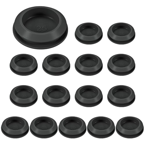 Image of M METERXITY 16-Packs Silicone Hole Plugs, Snap in Locking Hole Plugs for 25-27mm Hole, Round Hole Rubber Plug Kitchen Bulkheads Waterproof Sealing Plugs [Black]