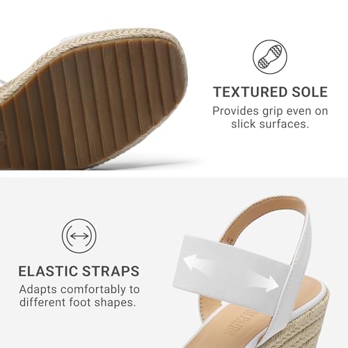 Image of DREAM PAIRS Womens Open Toe Espadrilles Dressy Platform Sandals Slip on Elastic Ankle Strap Wedges Sandals