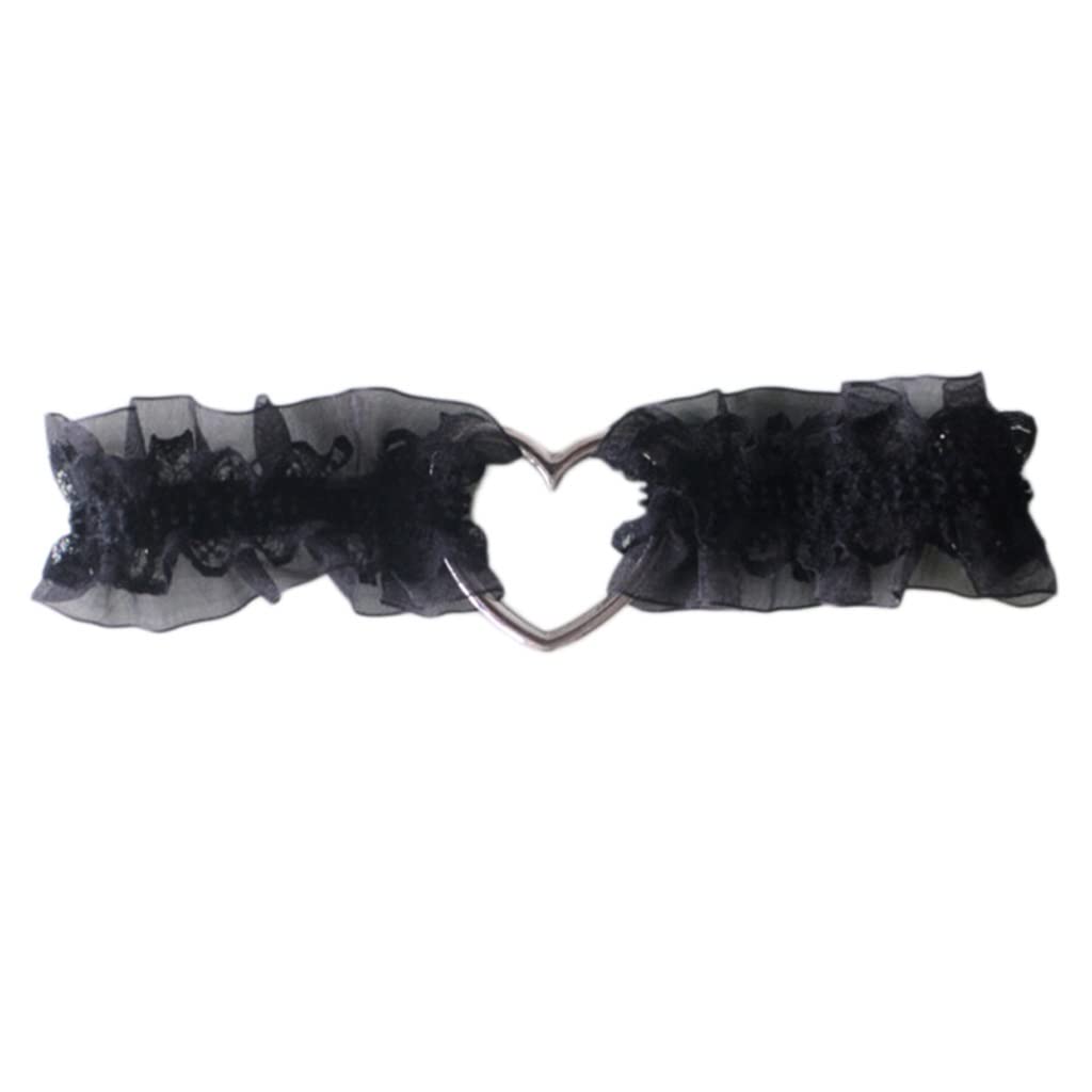 Cintura di Giarrettiera in Pizzo Dolce Arruffato Cuore in Metallo Imbracatura per Gambe da Sposa Anello Elastico per Coscia Punk Gotico (Color : D, Size : 3pcs)