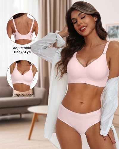 Image of HORISUN Comfortable Seamless Full Coverage Bra for Women Wireless Bras with Soft Support Regular and Plus Size
