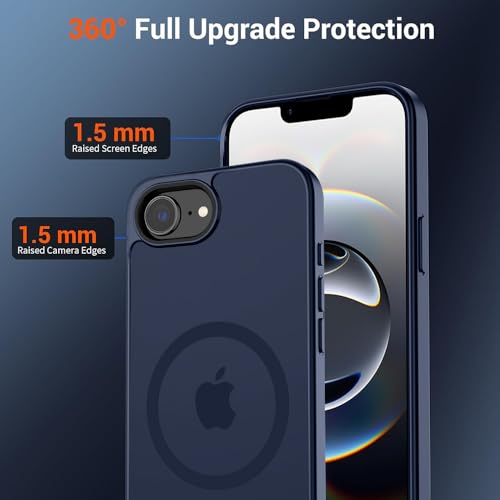 Image of iPhone 16e Magsafe Hard Back Case | Matte Design & 360 Protection | Military-Grade Apple iPhone 16e Cover | Strong Magnet Back - Blue