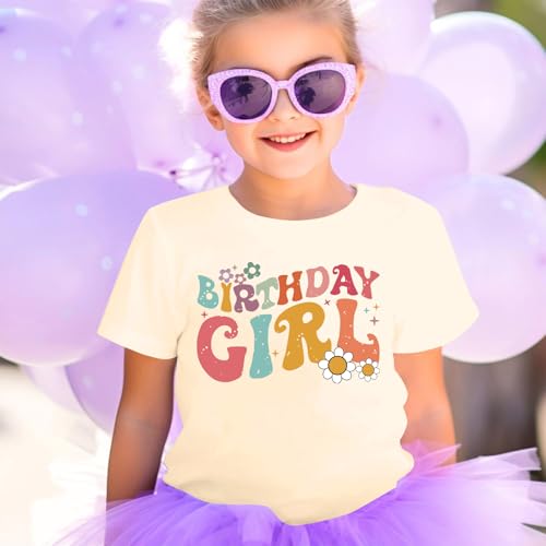 KEEVICI Birthday Girl Shirt Kids 3rd 4th 5th 6th 7th 8th 9th Cute Flower Girls Graphic Tees Birthday Gift Cotton T Shirts Top4
