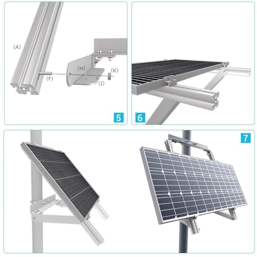 Soporte lateral de panel solar 100W para montaje en poste aislado 7