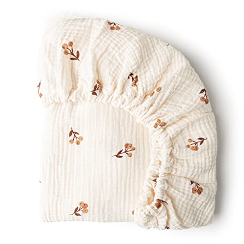 Konssy 2 Pack Muslin Fitted Bassinet Sheets For Baby Girl Boy, Soft Breathable Baby Bassinet Sheets Fit For Baby Bassinets, Cradle, Moses Basket Oval Rectangle Pad/Mattress (Brown,Berry) #TOP3