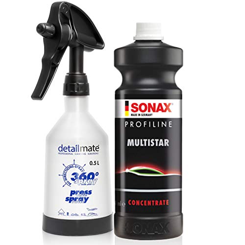 Detailmate Universalreiniger Basic 1 Set: SONAX ProfiLine MultiStar 1L + detailmate made by Kwazar Mercury Super PRO+ 0 5L Sprühflasche