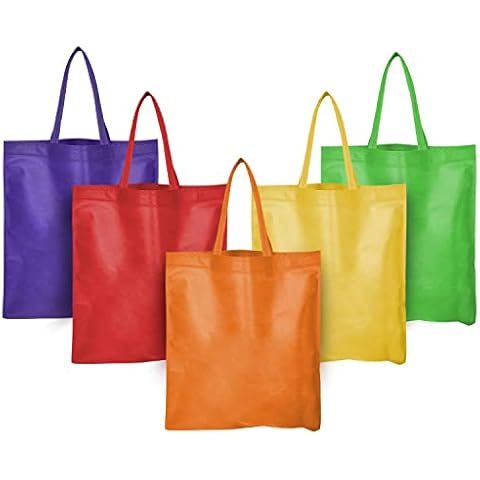 50 Tote Bags Bulk, Reusable Grocery Shopping Bags Bulk, Cloth Bags with Handles 15 x 16 in Multi Colors Cover