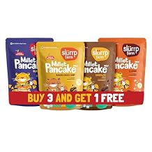 Slurrp Farm Millet Pancake Mix Combo | Banana Choco Chip, Chocolate, Blueberry & Classic | High Protein Breakfast for Kids & Adults | No Maida, No Refined Sugar | 5.29 Oz Pack of 4
