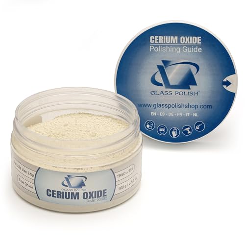 GLASS POLISH PRO Cerium Oxide Glass Polishing Powder 100g Premium-Grade 95% Pure Suspension-Treated Formula 2.5 Micron for Glass Scratch Removal Windshield Polishing and Restoration