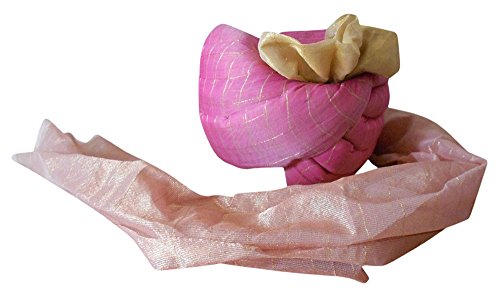 Turban homme indien pagri de mariage, chapeau traditionnel fait main rose doré héritage culturel