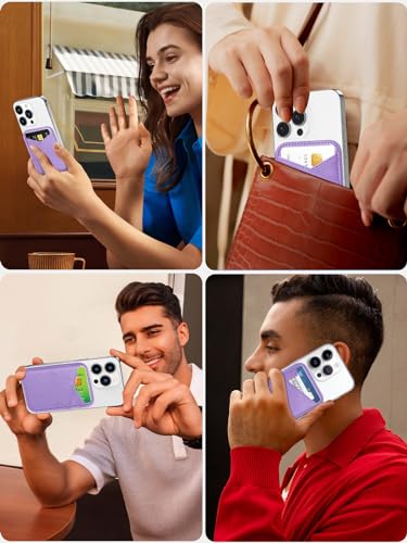 Image of Miroddi for MagSafe Wallet, Strongest Magnetic Card Holder for iPhone 17 /16 /15 /14 /13 /12 Series, Ultra-Thin Leather Magnetic Phone Wallet with 2 Card Slots, RFID Blocking, No More Falling, Purple
