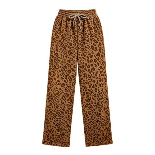 ASFGIMUJ Leopard Sweatpants Women Wide Leg Elastic Waist Casual Baggy Pants - image 3
