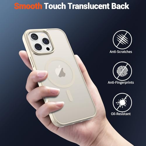 Image of SUPFINE Magnetic for iPhone 16 Pro Case (Compatible with MagSafe) (Military Grade Drop Protection) Translucent Matte Shockproof with Anti-Fingerprint Phone Case,Antique White