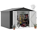 DWVO 10x8FT Outdoor Storage Shed, Spacious Metal Tool Shed with Lockable Doors & Ventilation for Patio, Lawn, and Backyard, Ideal for Storing Garden Equipment, Lawnmowers, and Bicycles, Dark Gray