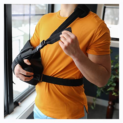 Image of BraceAbility Abduction Shoulder Sling - Rotator Cuff Immobilizer Brace with Padded Relief Support Wedge and Ball for Right or Left Arm Pain From Post-Surgery or Tear Recovery and Subluxation (Medium)