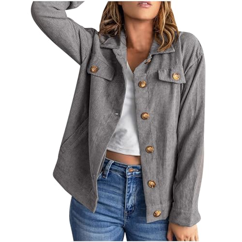 Veste en velours côtelé femmes manteau boutonné confortable à manches longues