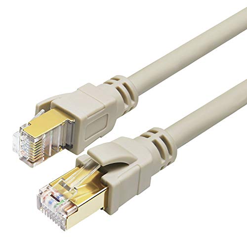 CAT 8 Ethernet Cable, 6ft 2 Pack High Speed 40Gbps 2000MHz Morandi Colored CAT8 Cord, Gigabit Internet LAN Cable with Gold Plated RJ45 Connector for Gaming, Router, PC (Morandi Off-White, 6ft, 2 Pack)