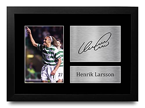 Photo Henrik Larsson Celtic autographe signé édition encadrée A4