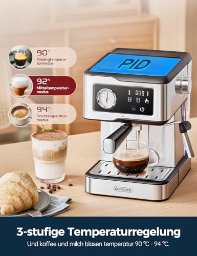 Cafelffe Machine à expresso avec mousseur à lait puissant, cafetière à écran tactile 20 bars et machine à cappuccino avec 3 réglages de température et café froid, 1,5 L – Image 4