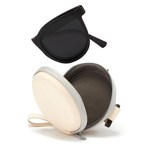 Cyxus Round Folding Sunglasses Cat Eye Sunglasses Women Men Uv400 Protection Anti Glare TR90 Ultralight Foldable