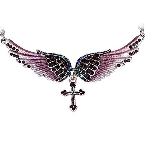 Szxc Womens Guardian Angel Wings Cross Adjustable Choker Necklace - For Wife Daughters Granddaughter Girlfriend Biker Jewelry - 18+2
