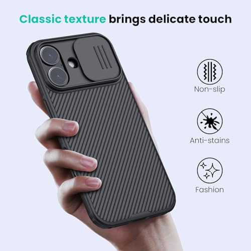 Image of Nillkin for iPhone 17 Case with Slide Camera Cover, Thin Slim Fit, Shockproof Protective, Protector Privacy, Phone Case iPhone 17 Camera Lens Protector 6.3 inch, Black