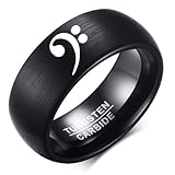 Zosing 8MM Tungsten Carbide Bass Clef Music Note Guitar Symbol Men's Ring Comfort Fit Band