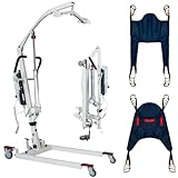 MediHoist Foldable Hoyer-Lift for Home Use•Portable Electric Patient Transfer Lift•500lbs Body Transfer Lift•Installation Free•2 Kind of Sling Included, White