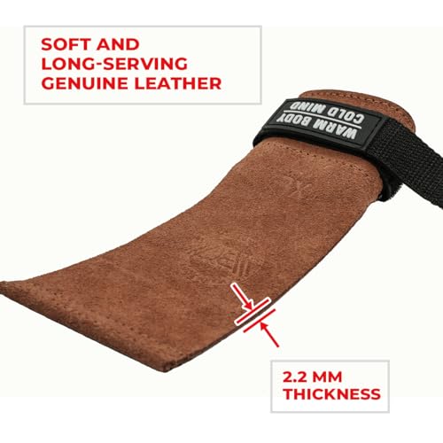 Image of WARM BODY COLD MIND Leather Hand Grips - NO Holes for Weightlifting, Powerlifting, Gymnastics, Cross Training, Pull-Ups, Weight Lifting, Wrist and Palm Protection