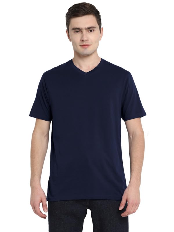 Image of Aventura Outfitters Men's 100% Cotton V-Neck Half Sleeve T-Shirt, Pack of 4