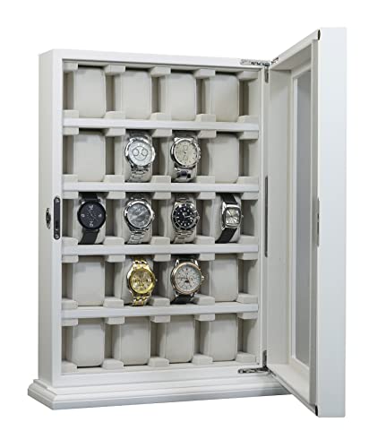 Timelybuys 20 Piece White Wood Watch Display Wall Hanging Case And Storage Organizer Box And Stand For Oversized Watches #TOP2