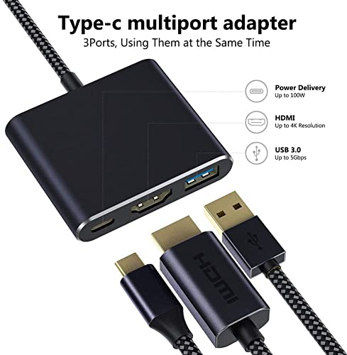 Qces Usb C To Hdmi Adapter, Usb-C Digital Av Multiport Adapter, Hdmi 4K Video Usb 3.0 100W Fast Charging Hub Compatible With Macbook Pro/Air Ipad Imac 2021, Samsung Dex Galaxy S20/S10 Note 20/10 #TOP1